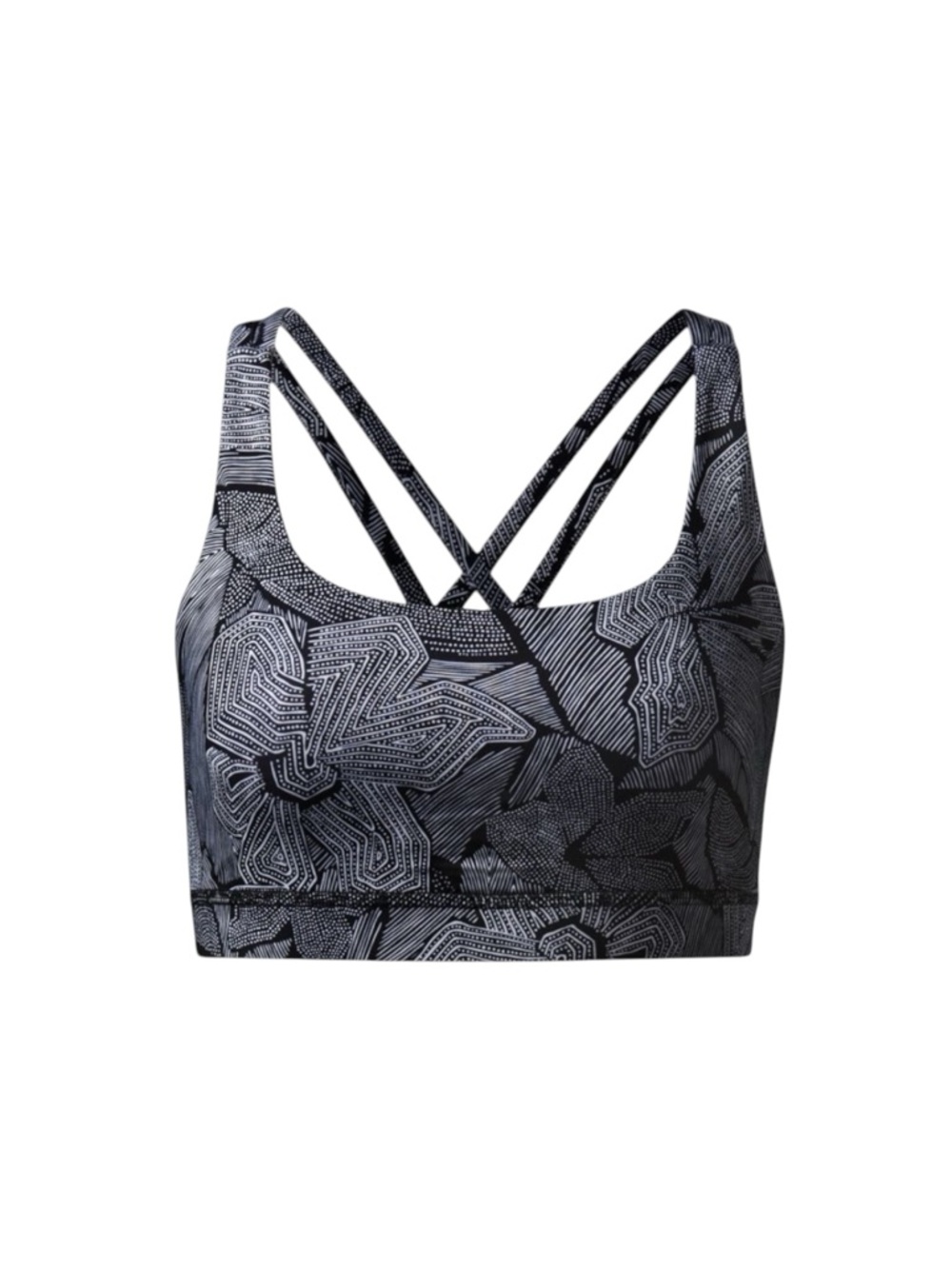 Lululemon Energy Bra Mini Dottie Tribe White Black Strappy Back Women’s 4 US